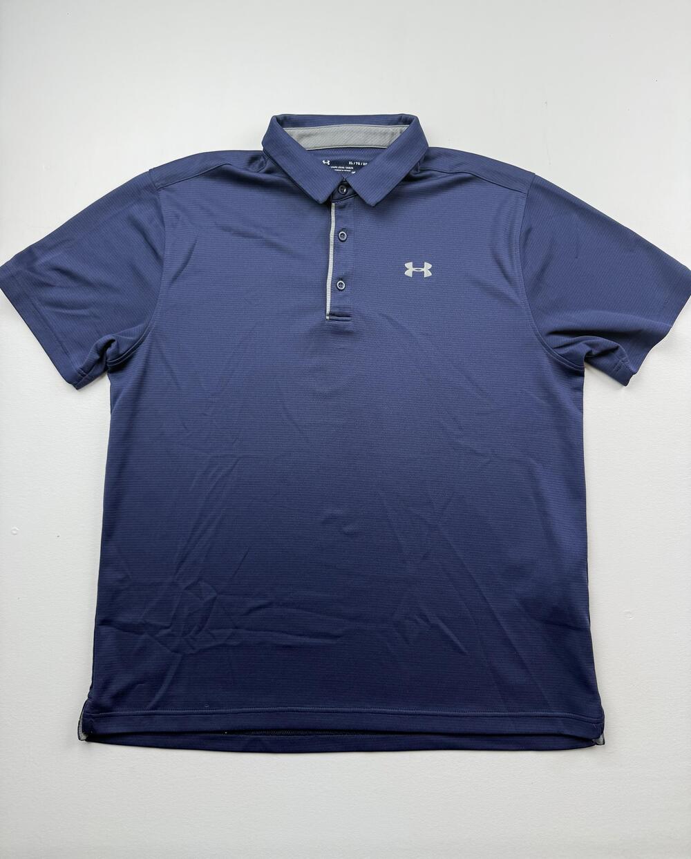 Under Armour Polo Shirt Mens XL Blue Solid HeatGear Golf Performance Knit